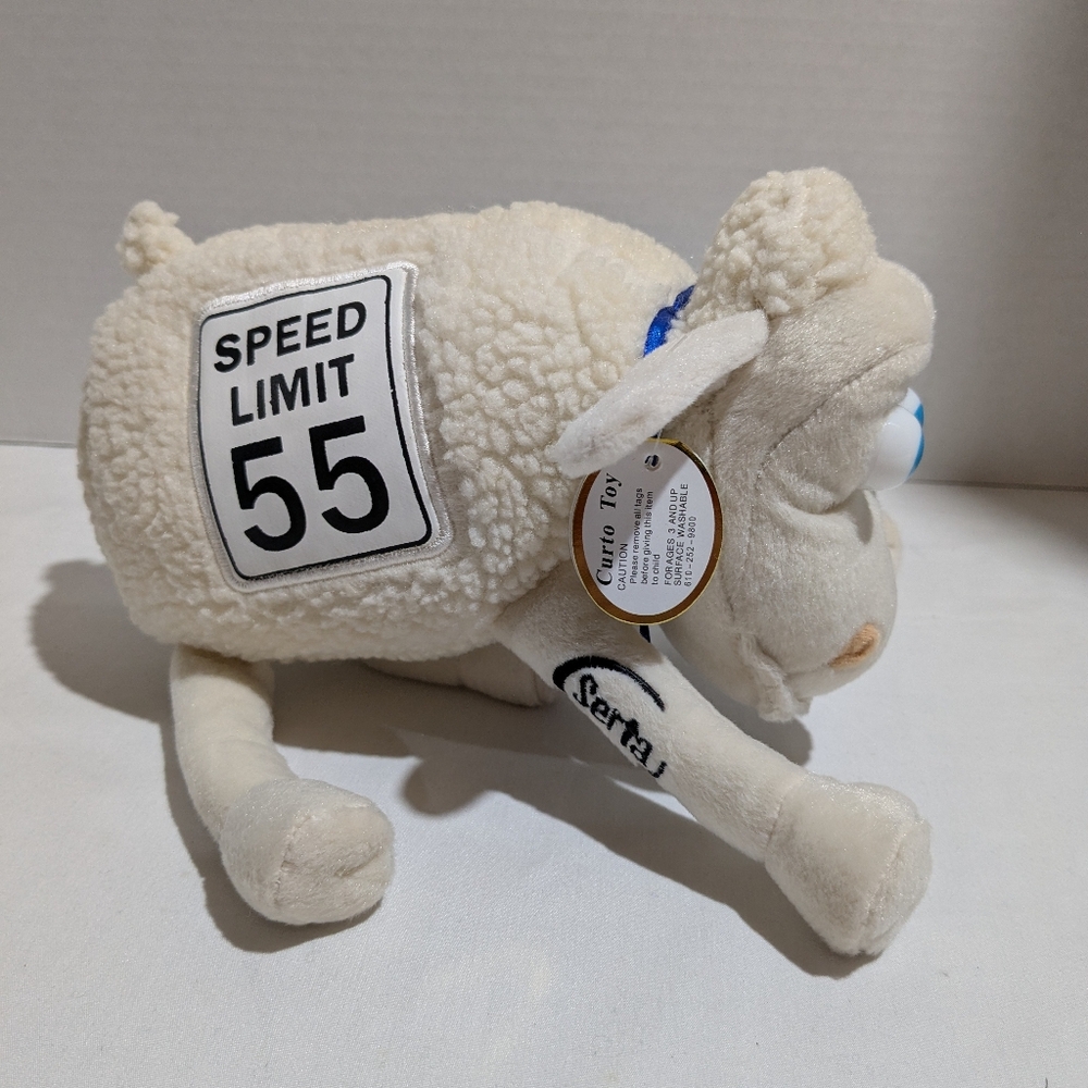 Serta Mattress Counting Sheep 8" Speed Limit 55 Curto Toy  Plush VTG 2000 NEW